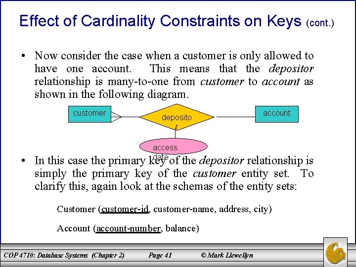 Effect of Cardinality Constraints on Keys (cont. ) • Now consider the case when