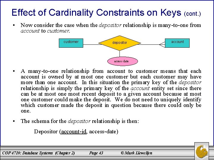 Effect of Cardinality Constraints on Keys (cont. ) • Now consider the case when