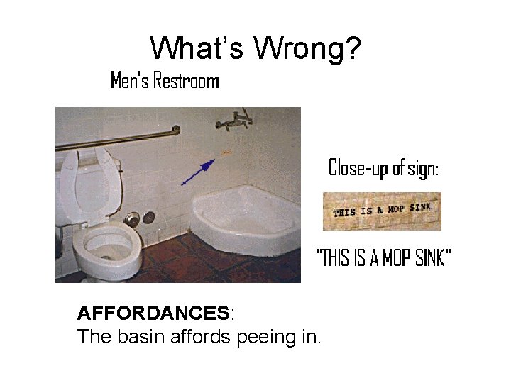 What’s Wrong? AFFORDANCES: The basin affords peeing in. 