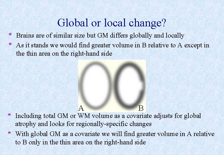 Global or local change? * Brains are of similar size but GM differs globally