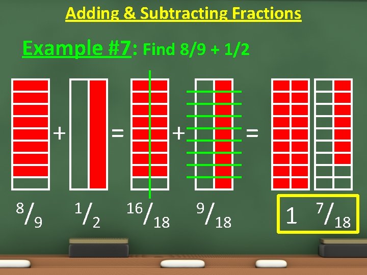 Adding & Subtracting Fractions Example #7: Find 8/9 + 1/2 + 8/ 9 =