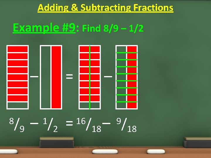 Adding & Subtracting Fractions Example #9: Find 8/9 – 1/2 – 8/ 9 –