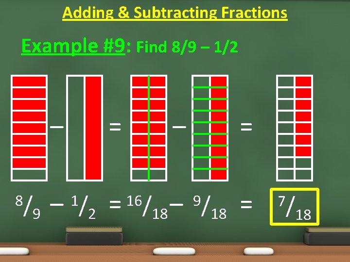 Adding & Subtracting Fractions Example #9: Find 8/9 – 1/2 – 8/ 9 –