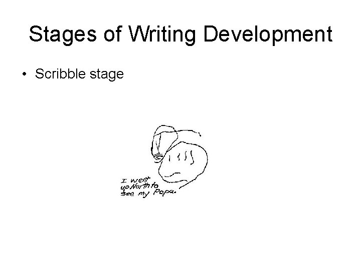 Stages of Writing Development • Scribble stage 