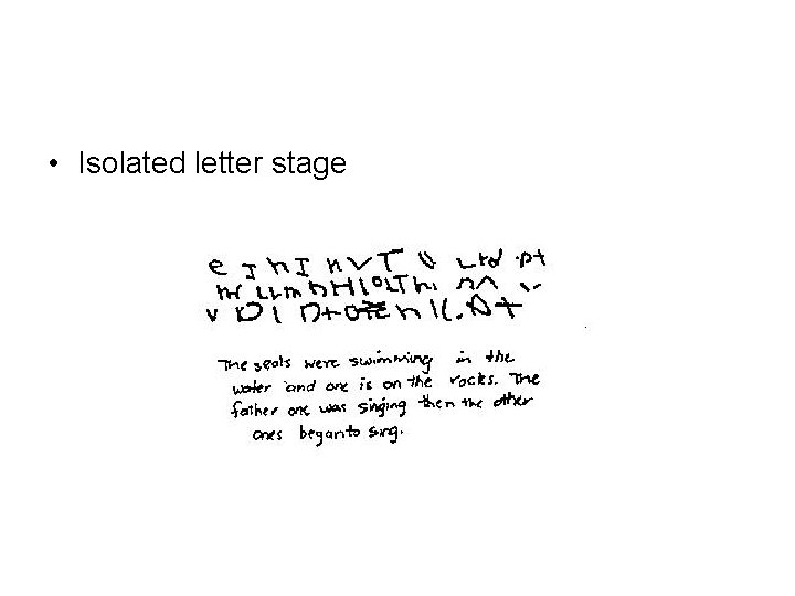  • Isolated letter stage 