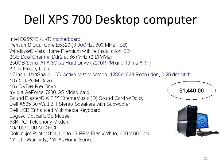 Dell XPS 700 Desktop computer Intel D 955 XBKLKR motherboard Pentium® Dual Core E