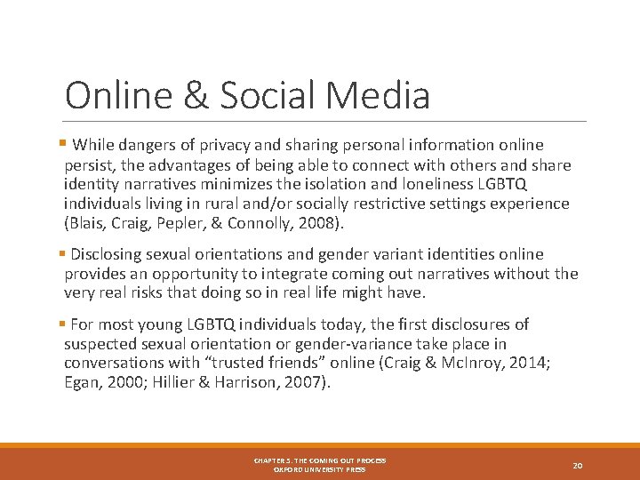 Online & Social Media § While dangers of privacy and sharing personal information online