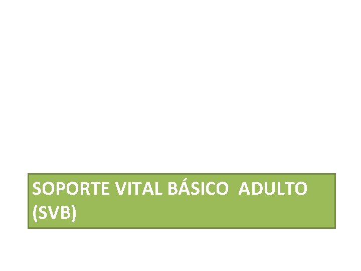 SOPORTE VITAL BÁSICO ADULTO (SVB) 