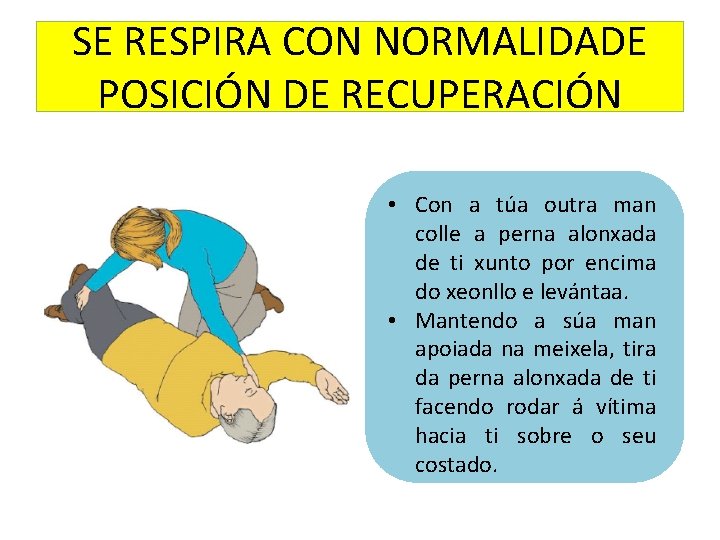 SE RESPIRA CON NORMALIDADE POSICIÓN DE RECUPERACIÓN • Con a túa outra man colle