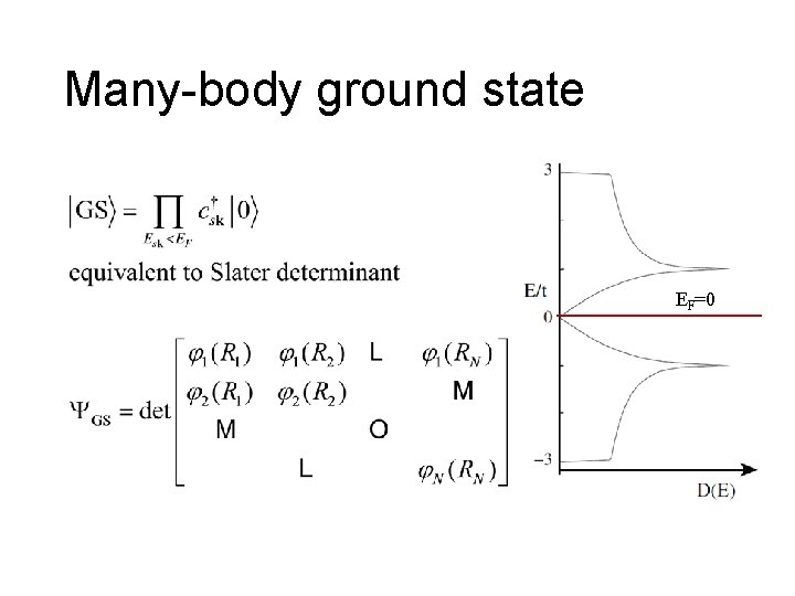 Many-body ground state EF=0 