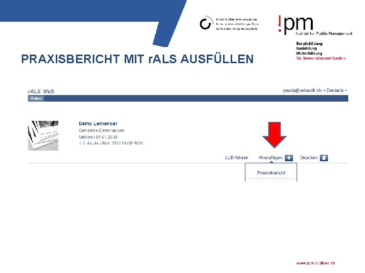 PRAXISBERICHT MIT r. ALS AUSFÜLLEN 