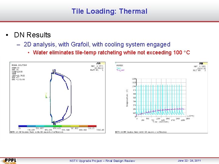 Tile Loading: Thermal • DN Results – 2 D analysis, with Grafoil, with cooling