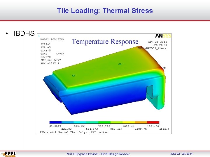 Tile Loading: Thermal Stress • IBDHS NSTX Upgrade Project – Final Design Review June