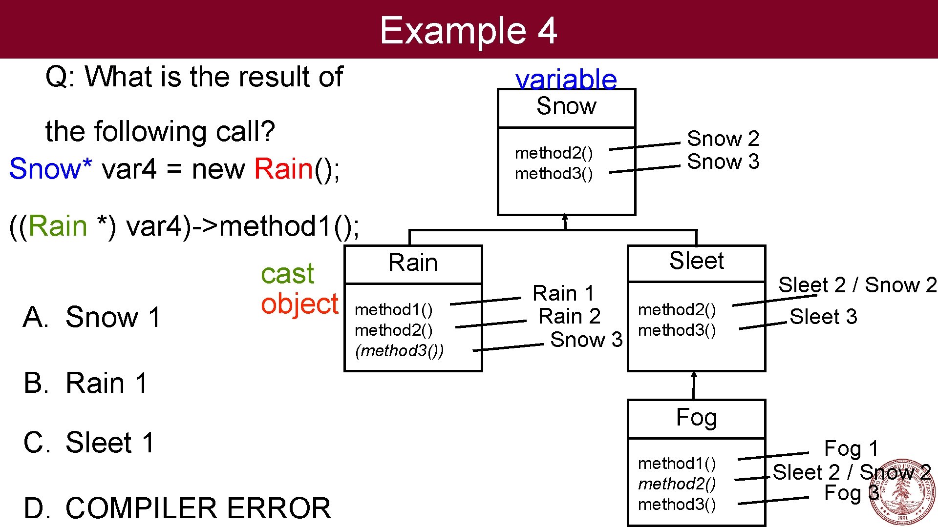Example 4 Q: What is the result of variable Snow the following call? Snow*