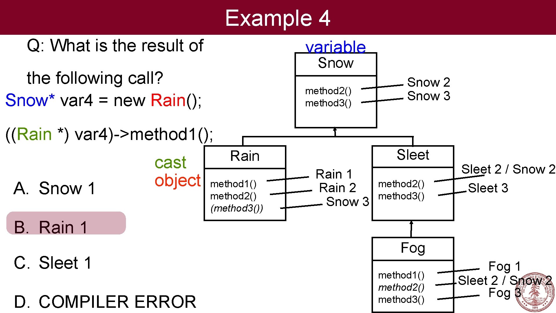 Example 4 Q: What is the result of variable Snow the following call? Snow*