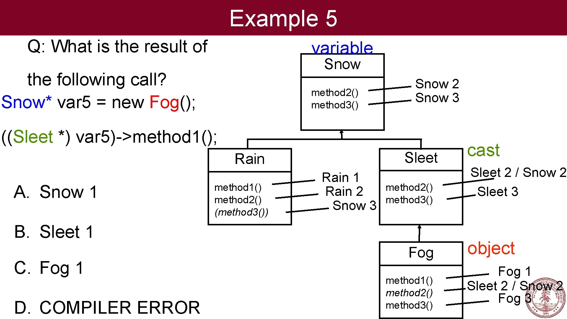 Example 5 Q: What is the result of variable Snow the following call? Snow*