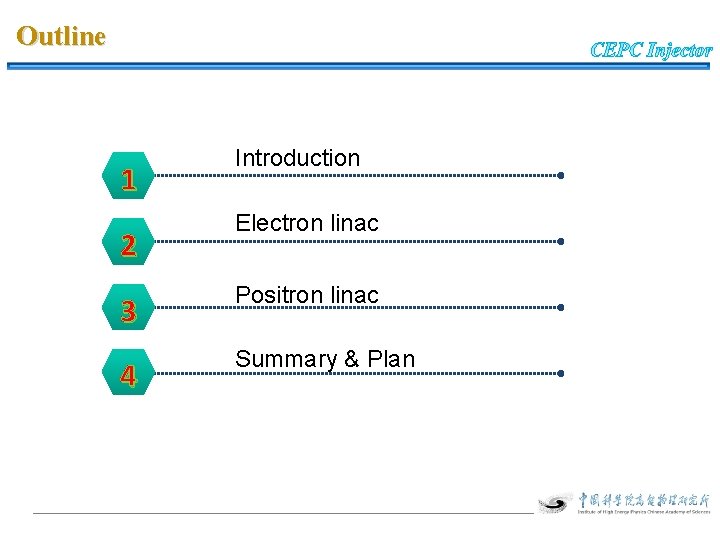 Outline 1 1 2 3 3 4 54 Introduction Electron linac Positron linac Summary