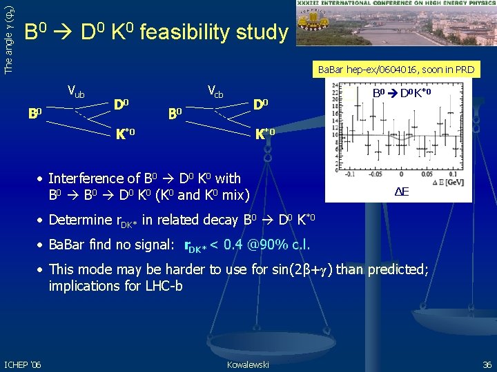 The angle γ (φ3) B 0 D 0 K 0 feasibility study Ba. Bar