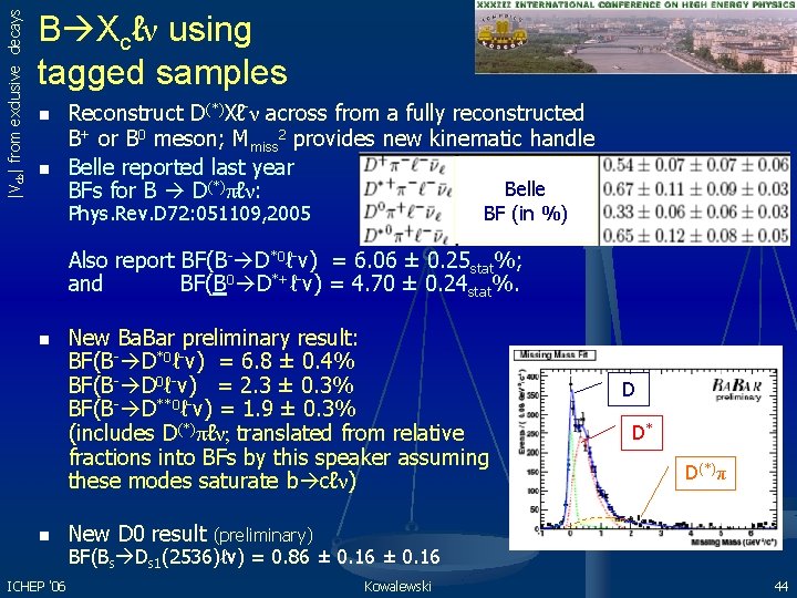 |Vcb| from exclusive decays B Xcℓν using tagged samples n n Reconstruct D(*)Xℓ-ν across