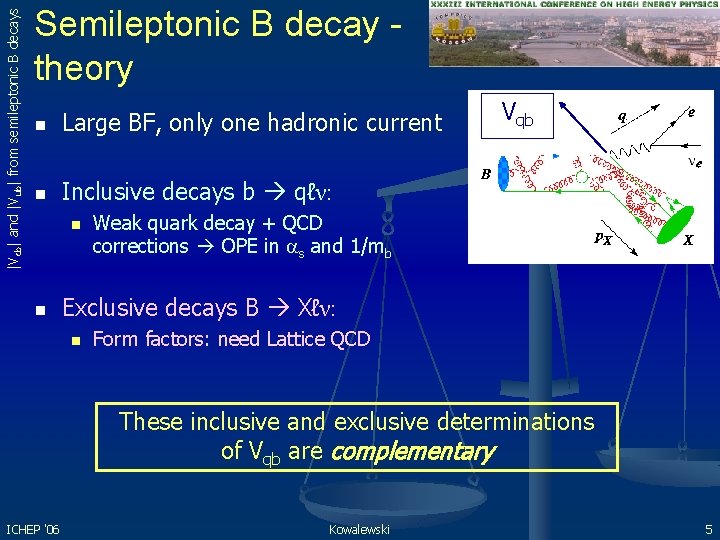 |Vcb| and |Vub| from semileptonic B decays Semileptonic B decay theory n Large BF,