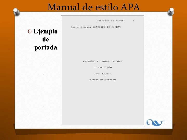 Manual de estilo APA O Ejemplo de portada APA 20 