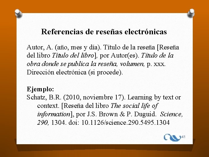 Referencias de reseñas electrónicas Autor, A. (año, mes y día). Título de la reseña