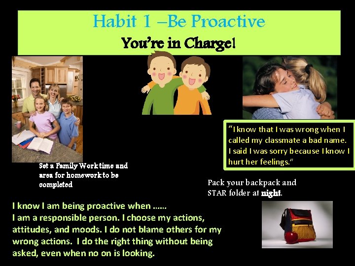 Habit 1 –Be Proactive You’re in Charge! “I know that I was wrong when