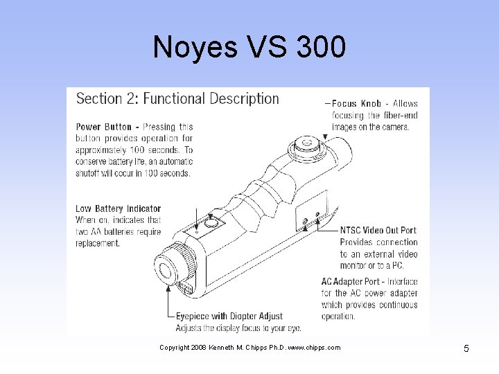 Noyes VS 300 Copyright 2008 Kenneth M. Chipps Ph. D. www. chipps. com 5