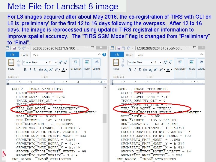 Meta File for Landsat 8 image For L 8 images acquired after about May