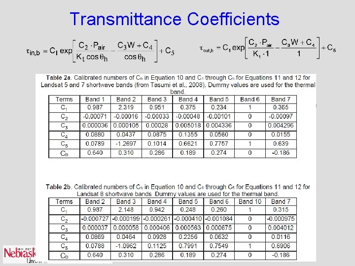 Transmittance Coefficients 