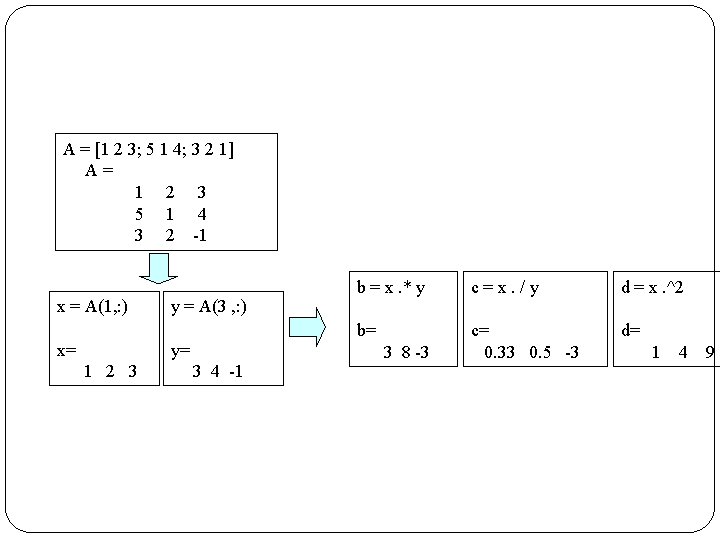 A = [1 2 3; 5 1 4; 3 2 1] A= 1 2