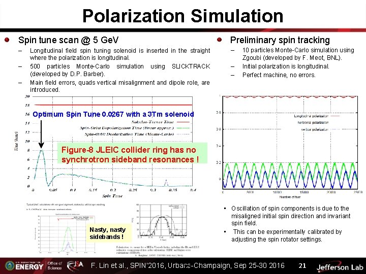 Polarization Simulation Spin tune scan @ 5 Ge. V Preliminary spin tracking – –