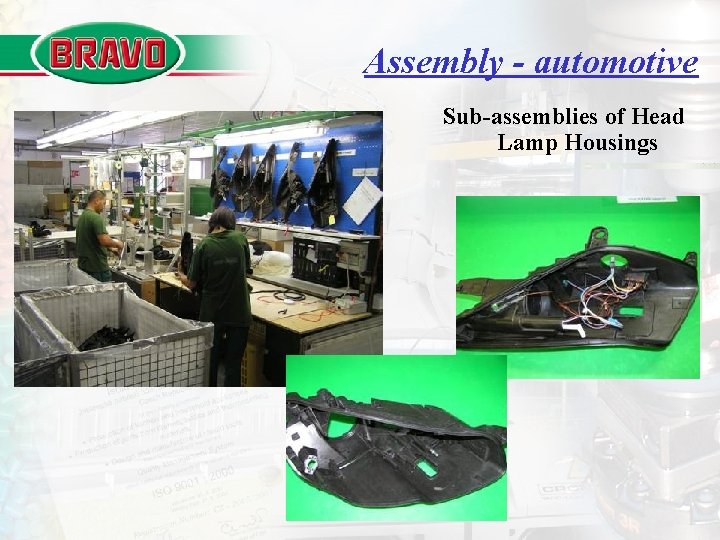 Assembly - automotive Sub-assemblies of Head Lamp Housings Door pockets 