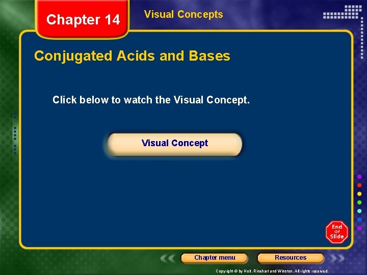 Chapter 14 Visual Concepts Conjugated Acids and Bases Click below to watch the Visual