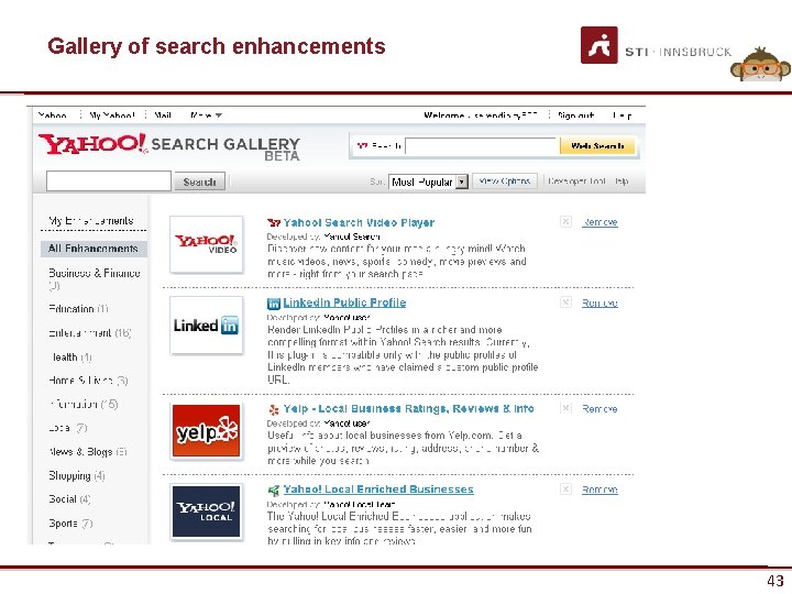 Gallery of search enhancements Gallery www. sti-innsbruck. at 43 