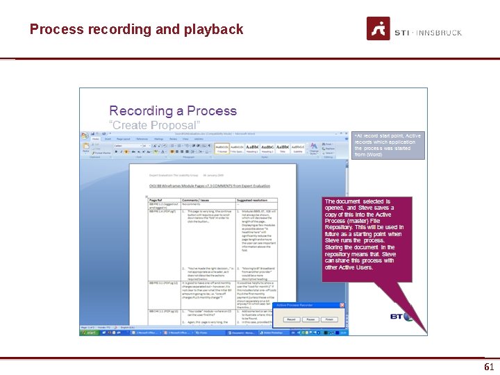 Process recording and playback www. sti-innsbruck. at 61 61 