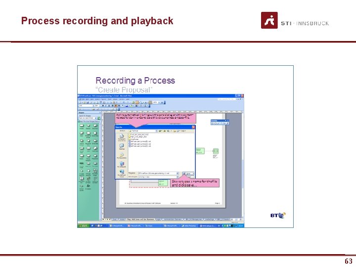 Process recording and playback www. sti-innsbruck. at 63 63 