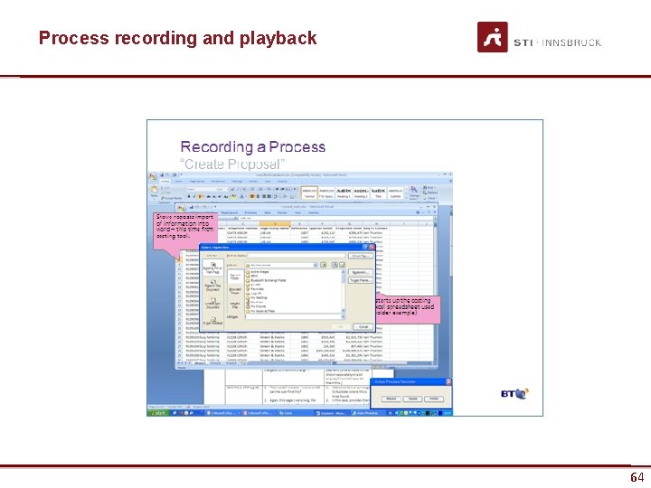Process recording and playback www. sti-innsbruck. at 64 64 