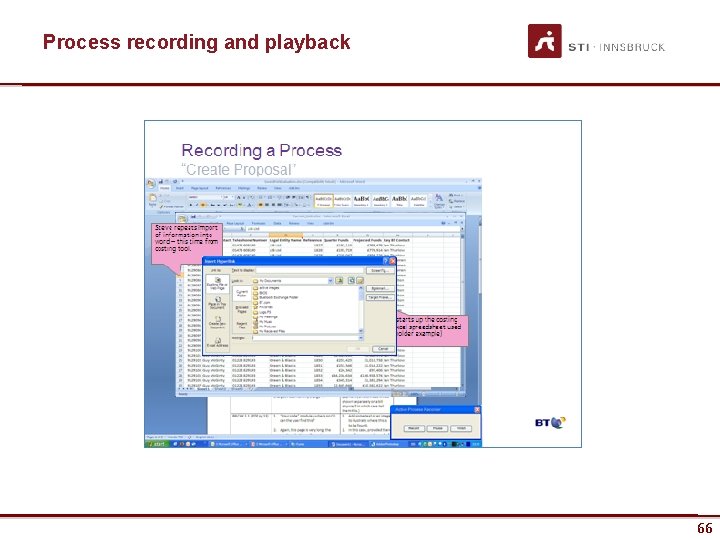 Process recording and playback www. sti-innsbruck. at 66 66 