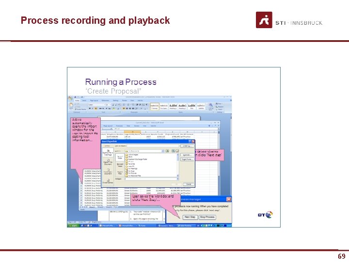 Process recording and playback www. sti-innsbruck. at 69 69 