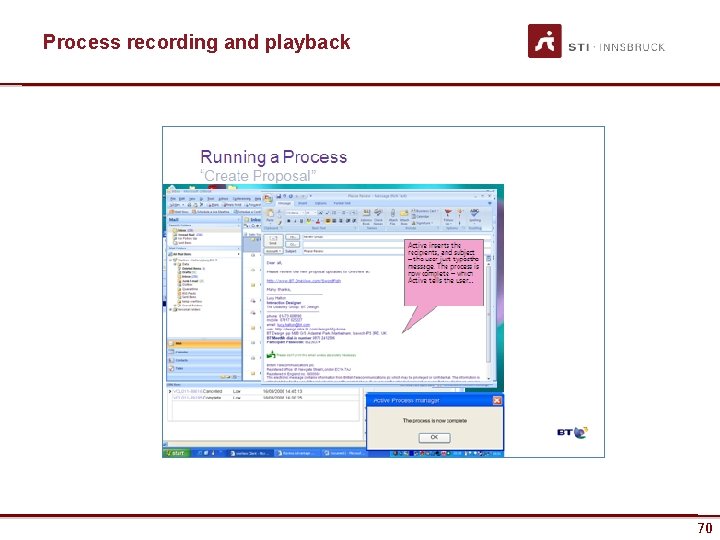 Process recording and playback www. sti-innsbruck. at 70 70 