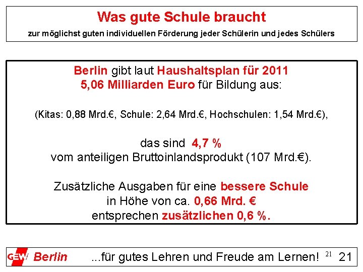 Was gute Schule braucht zur möglichst guten individuellen Förderung jeder Schülerin und jedes Schülers