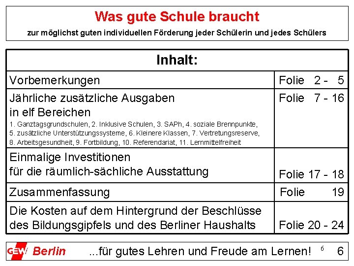 Was gute Schule braucht zur möglichst guten individuellen Förderung jeder Schülerin und jedes Schülers