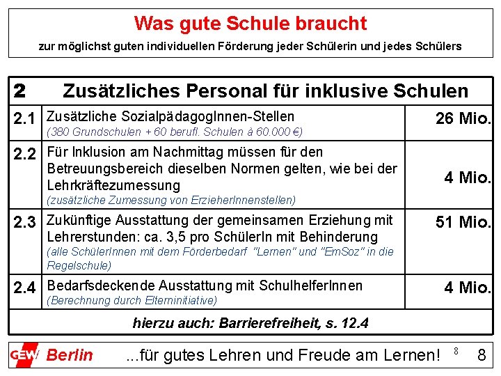 Was gute Schule braucht zur möglichst guten individuellen Förderung jeder Schülerin und jedes Schülers