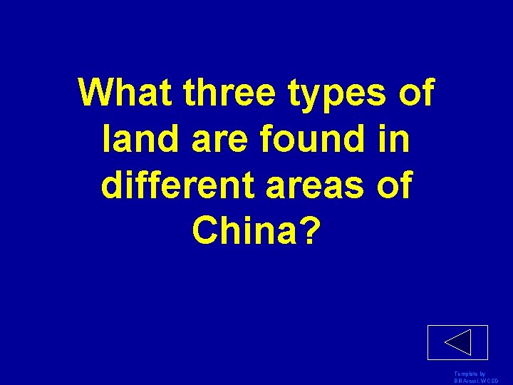 What three types of land are found in different areas of China? Template by