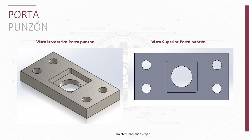 PORTA PUNZÓN Vista Isométrica Porta punzón Vista Superior Porta punzón Fuente: Elaboración propia 