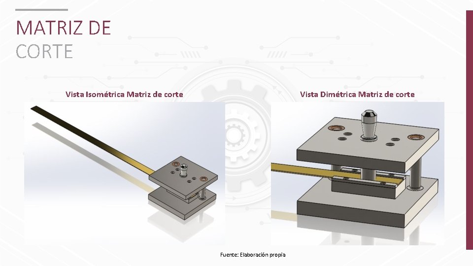 MATRIZ DE CORTE Vista Isométrica Matriz de corte Vista Dimétrica Matriz de corte Fuente: