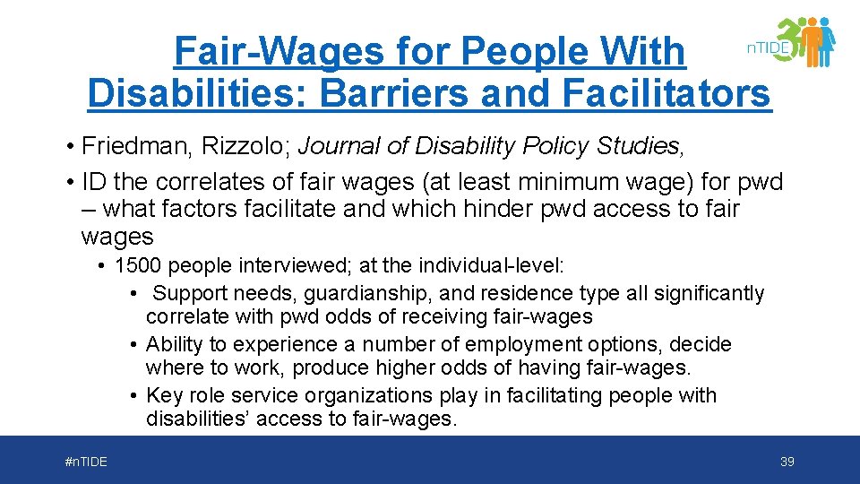 Fair-Wages for People With Disabilities: Barriers and Facilitators • Friedman, Rizzolo; Journal of Disability