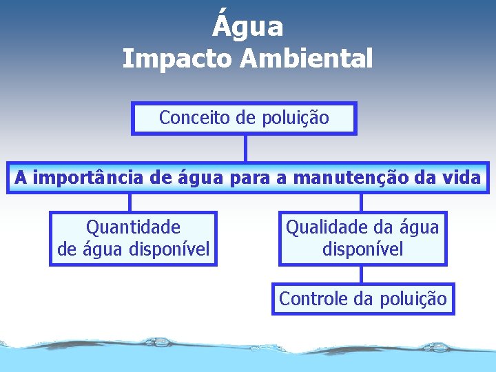 Água Impacto Ambiental Conceito de poluição A importância de água para a manutenção da