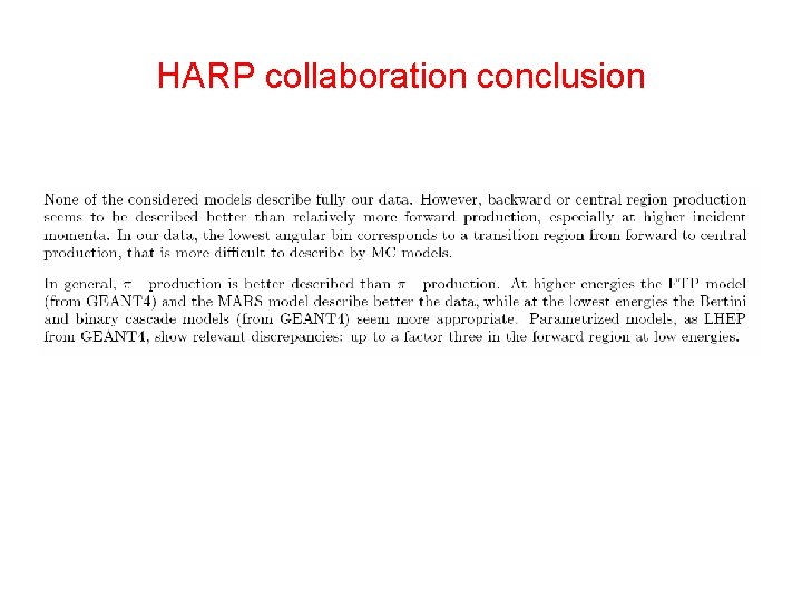 HARP collaboration conclusion 